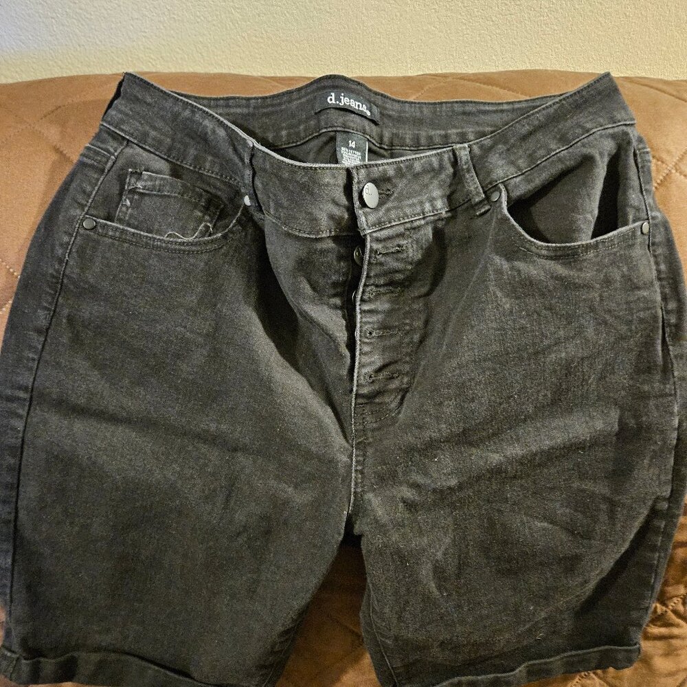 Acid Washed Black Jean Shorts